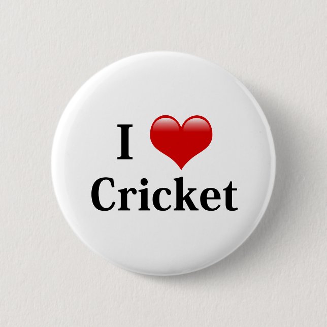 I Love Cricket 2 Inch Round Button (Front)