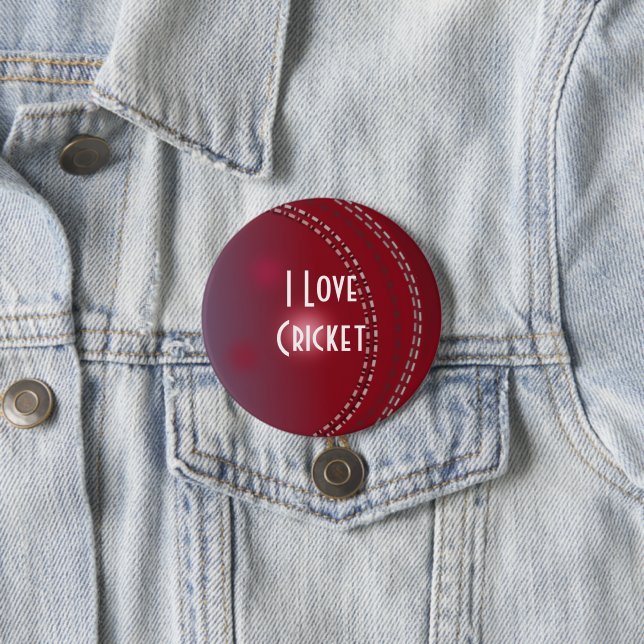 I Love Cricket 3 Inch Round Button (In Situ)
