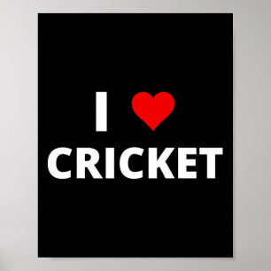 I Love Cricket (with A Red Heart)  Poster