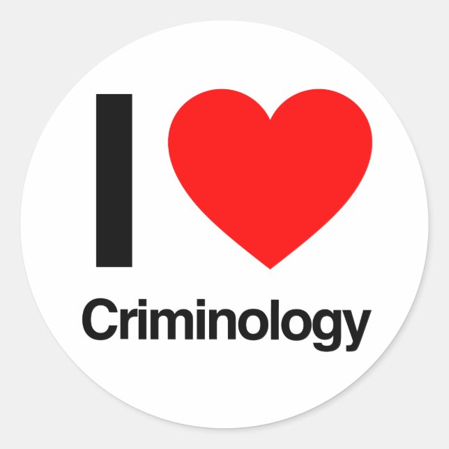i love criminology classic round sticker (Front)