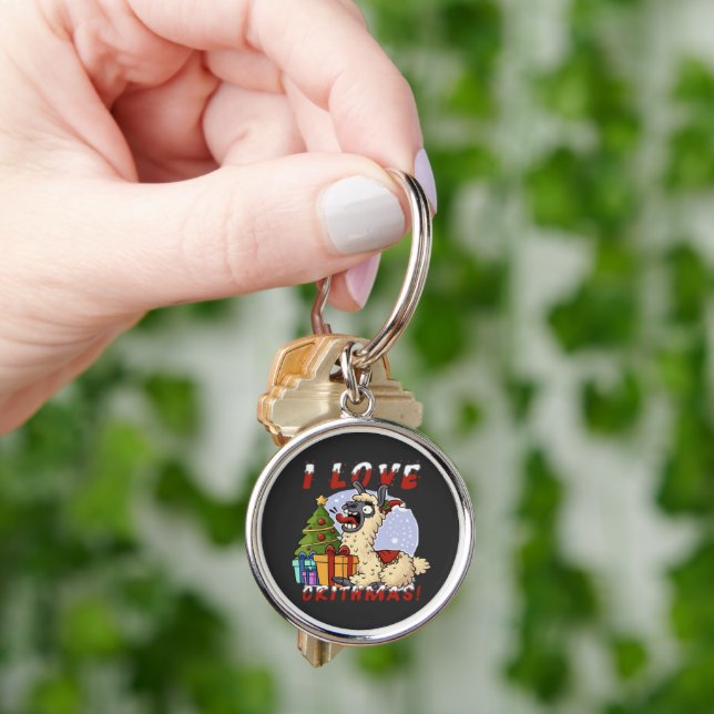 I LOVE CRITHMAS Llama  Keychain (Hand)