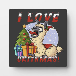 I LOVE CRITHMAS Llama Plaque