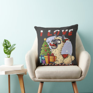 I LOVE CRITHMAS Llama Throw Pillow