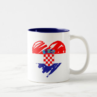 I Love Croatia - Croatian Flag Heart Two-Tone Coffee Mug