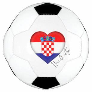 I Love Croatia Flag Colours Heart Soccer Ball