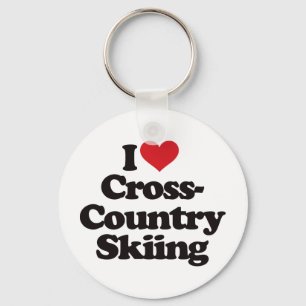I Love Cross Country Skiing Keychain