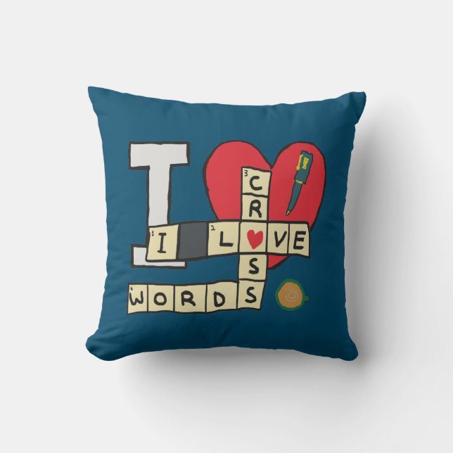 I Love Crossword Puzzles Throw Pillow (Front)