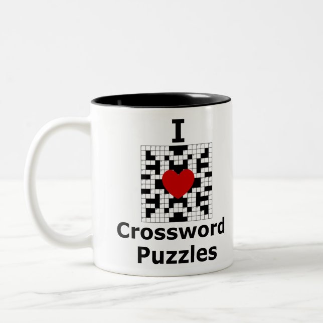 I Love Crossword Puzzles Two-Tone Coffee Mug (Left)