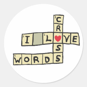 I Love Crosswords Classic Round Sticker
