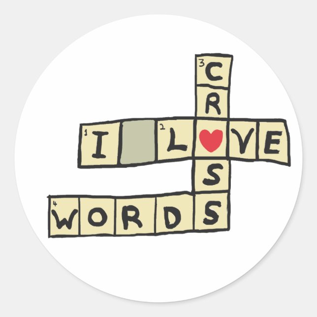 I Love Crosswords Classic Round Sticker (Front)