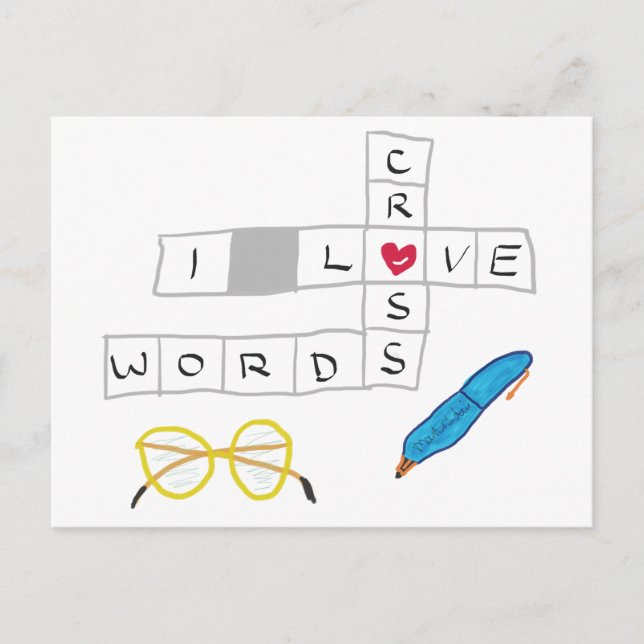 I Love Crosswords Postcard (Front)