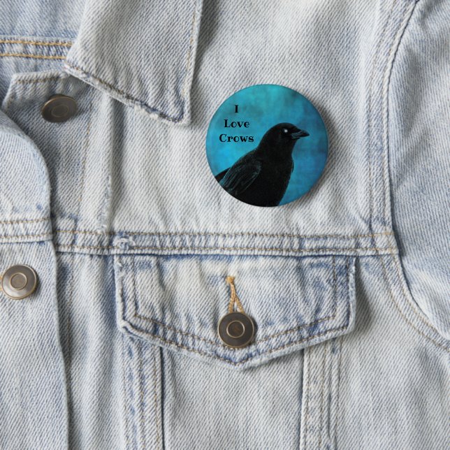 I Love Crows 2 Inch Round Button (In Situ)