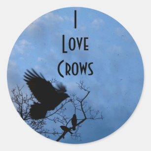 I Love Crows Classic Round Sticker
