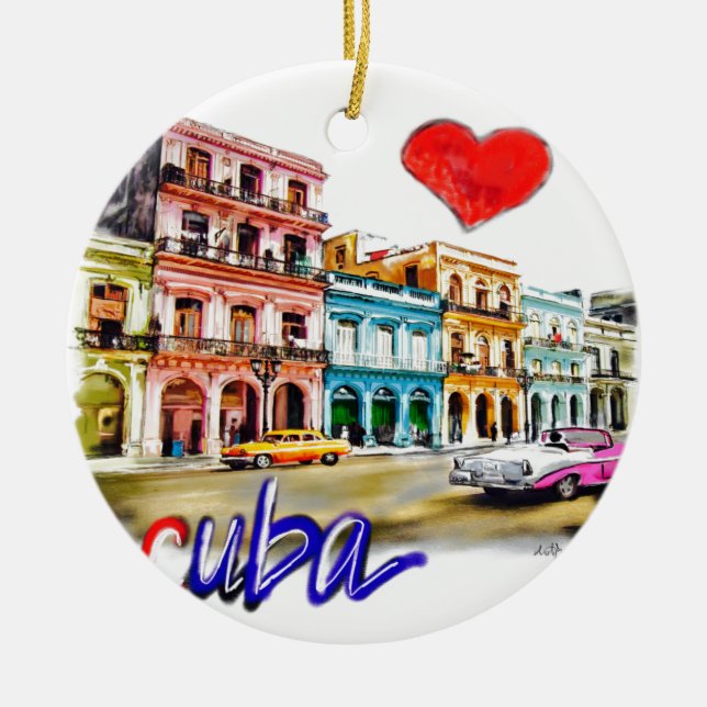 I love Cuba Ceramic Ornament (Front)