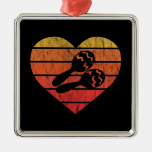 I Love Cuban Maracas Percussion Metal Ornament