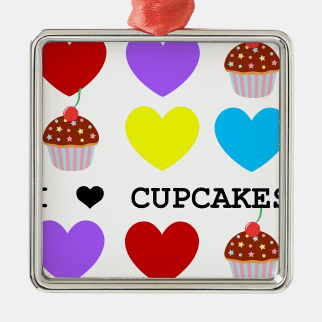 i love cupcakes bright design cupcake metal ornament (Front)