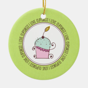 I Love Cupcakes Céramique Noël Ornements