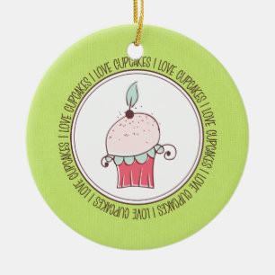 I Love Cupcakes Céramique Noël Ornements