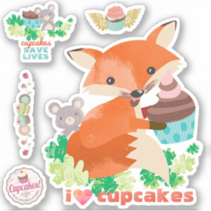 I love cupcakes cute mouse fox frosting face