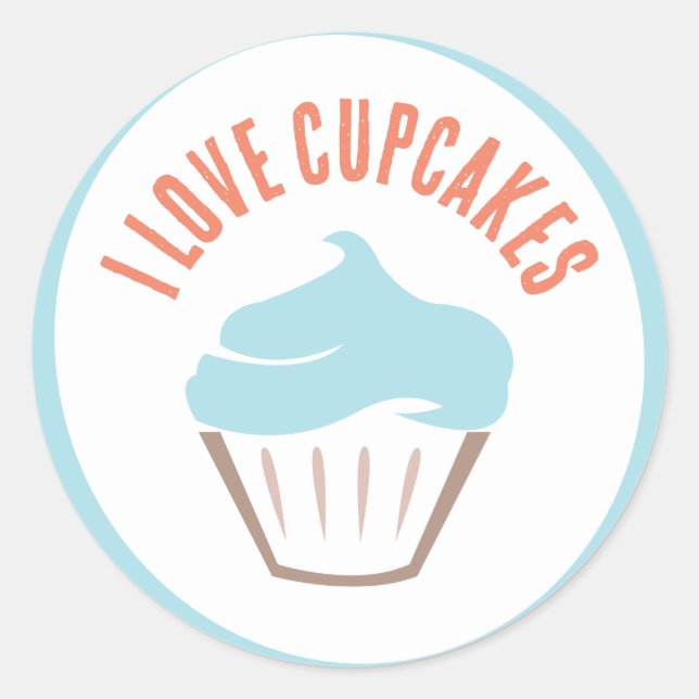 I Love Cupcakes Sticker (Front)