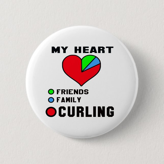 I love Curling. 2 Inch Round Button (Front)