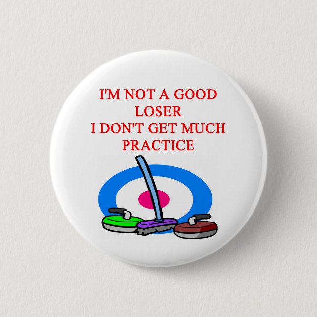 i love curling 2 inch round button (Front)