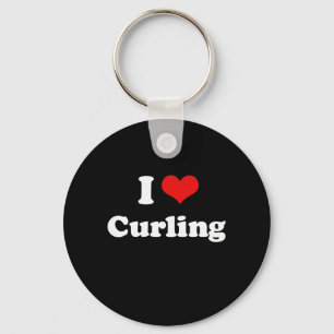 I Love Curling Tshirt Keychain