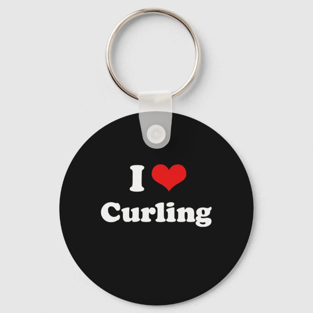 I Love Curling Tshirt Keychain (Front)