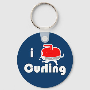 [ I LOVE CURLING ] Vintage Design by SKO Keychain