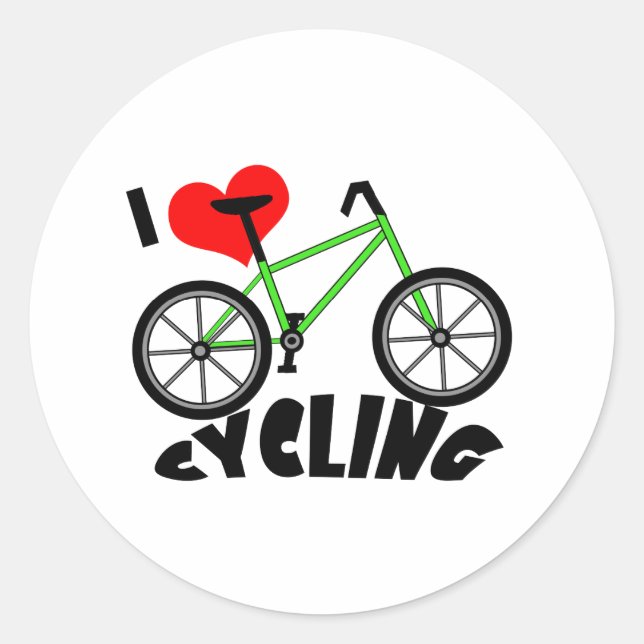 I Love Cycling Classic Round Sticker (Front)