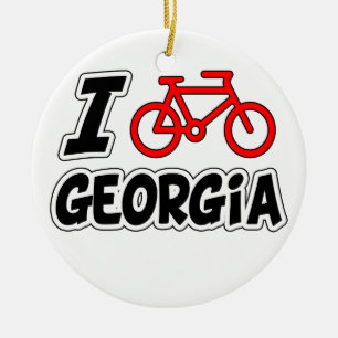 I Love Cycling Georgia Ceramic Ornament