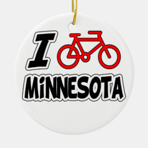 I Love Cycling Minnesota Ceramic Ornament
