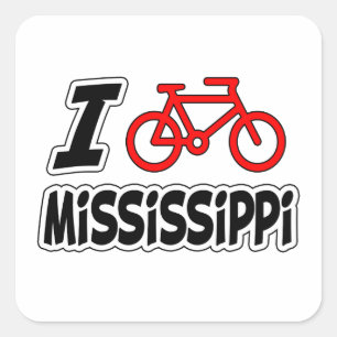 I Love Cycling Mississippi Square Sticker