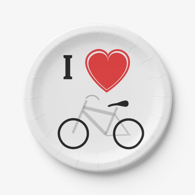 I Love Cycling Paper Plate (Front)