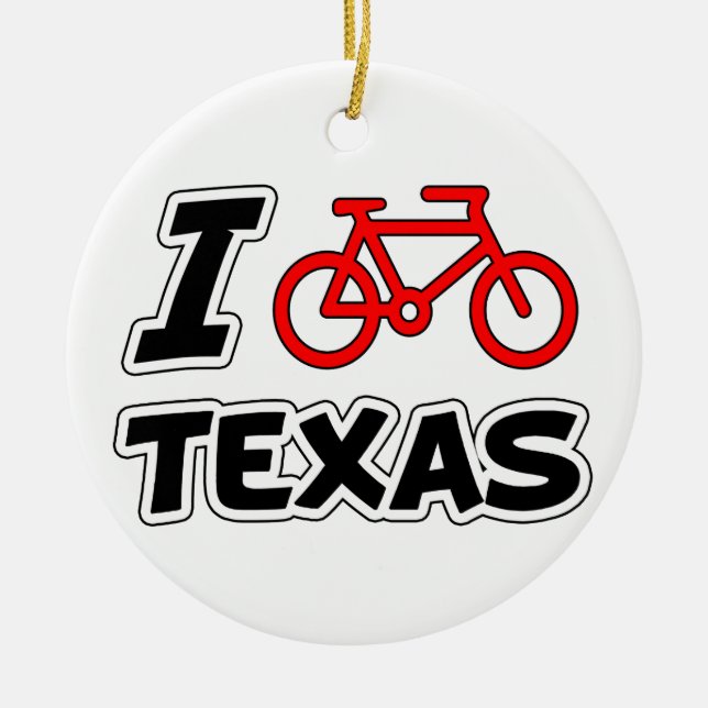 I Love Cycling Texas Ceramic Ornament (Front)