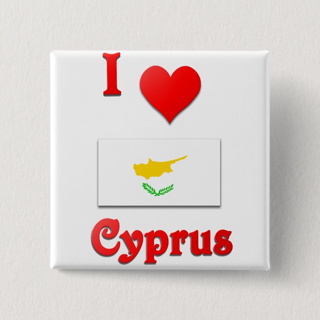 I Love Cyprus 2 Inch Square Button (Front)