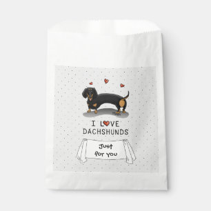 I Love Dachshunds (black and tan) Cute dog Favour Bag