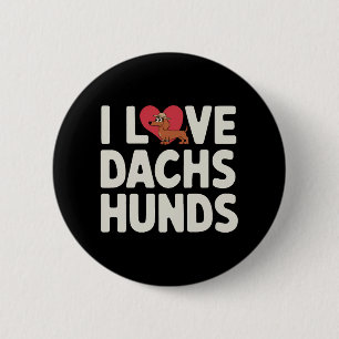 I Love Dachshunds Cute Cartoon 2 Inch Round Button