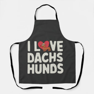 I Love Dachshunds Cute Cartoon Apron