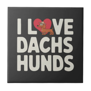 I Love Dachshunds Cute Cartoon Tile