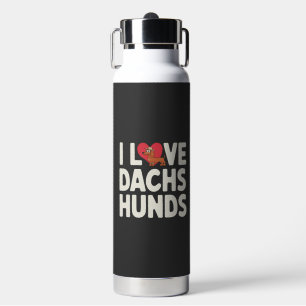 I Love Dachshunds Cute Cartoon Water Bottle
