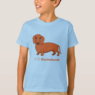 I Love Dachshunds Cute Red Wiener Dog T-Shirt