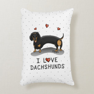 I Love Dachshunds Dachsies (black and tan) Cute Accent Pillow