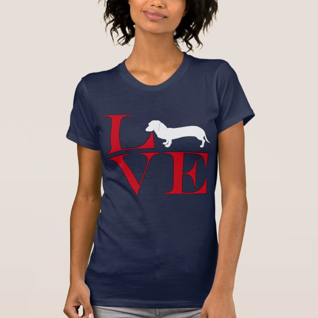 I Love Dachshunds - Dark Coloured Tee (Front)