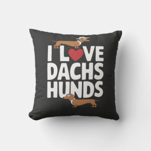 I Love Dachshunds Fun Graphic for Dog Lovers Throw Pillow