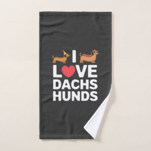 I Love Dachshunds Fun Illustration with Cool Hand Towel