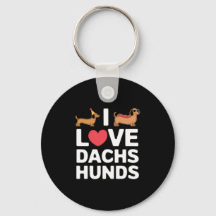 I Love Dachshunds Fun Illustration with Cool Keychain
