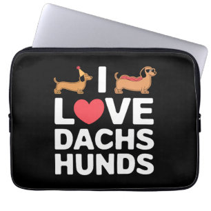 I Love Dachshunds Fun Illustration with Cool Laptop Sleeve