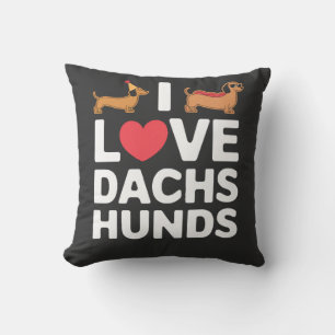 I Love Dachshunds Fun Illustration with Cool Throw Pillow