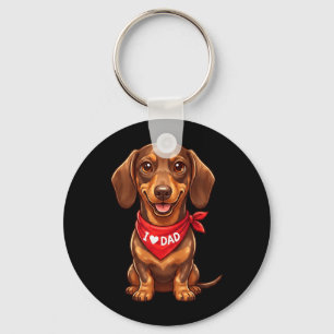 I Love Dad Dachshund Lover Dog Fathers Day Keychain